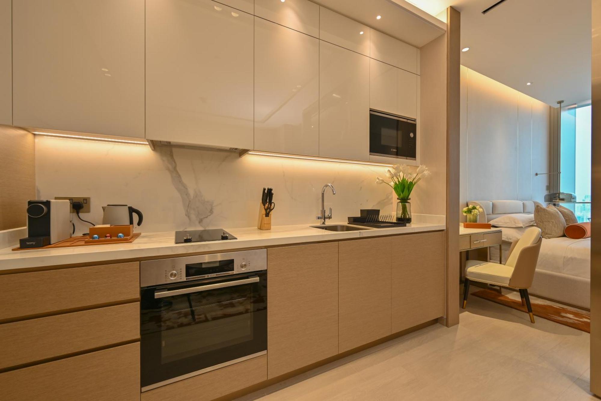 麦纳麦 Onyx Rotana酒店 外观 照片 A kitchen in a serviced apartment in Hong Kong
